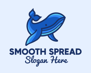 Blue Marine Whale logo design