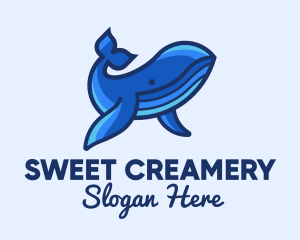 Blue Marine Whale logo design