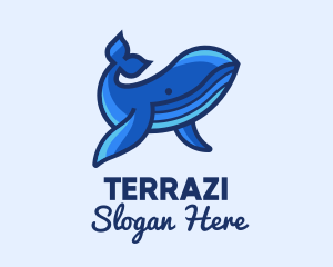 Blue Marine Whale logo design