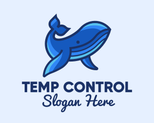 Blue Marine Whale logo design