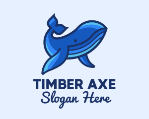 Blue Marine Whale logo design