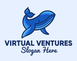 Blue Marine Whale logo design