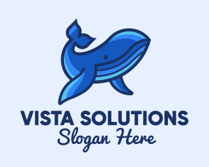 Blue Marine Whale logo design