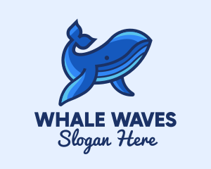 Whale - Blue Marine Whale logo design