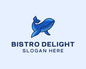 Blue Marine Whale logo design