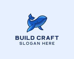 Blue Marine Whale logo design