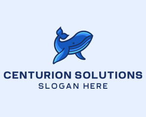 Blue Marine Whale logo design