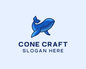 Blue Marine Whale logo design