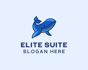 Blue Marine Whale logo design