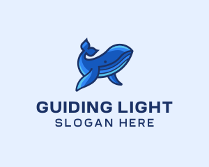 Blue Marine Whale logo design