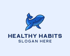 Blue Marine Whale logo design