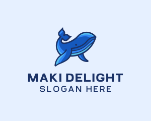 Blue Marine Whale logo design