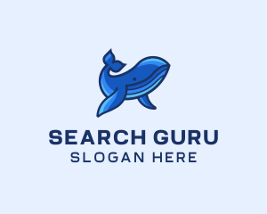 Blue Marine Whale logo design