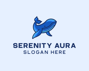 Blue Marine Whale logo design