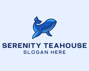 Blue Marine Whale logo design