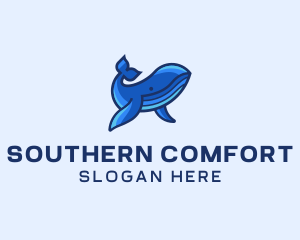 Blue Marine Whale logo design