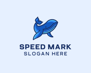 Blue Marine Whale logo design