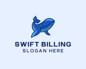 Blue Marine Whale logo design