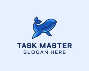 Blue Marine Whale logo design