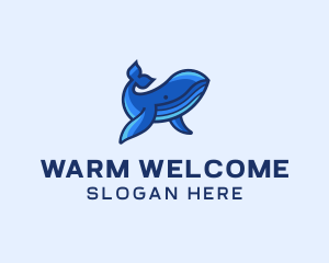 Blue Marine Whale logo design