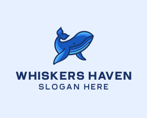 Blue Marine Whale logo design