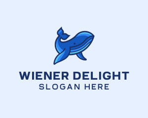 Blue Marine Whale logo design