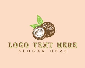 Coconut Oil - Tropical Coconut Fruit logo design