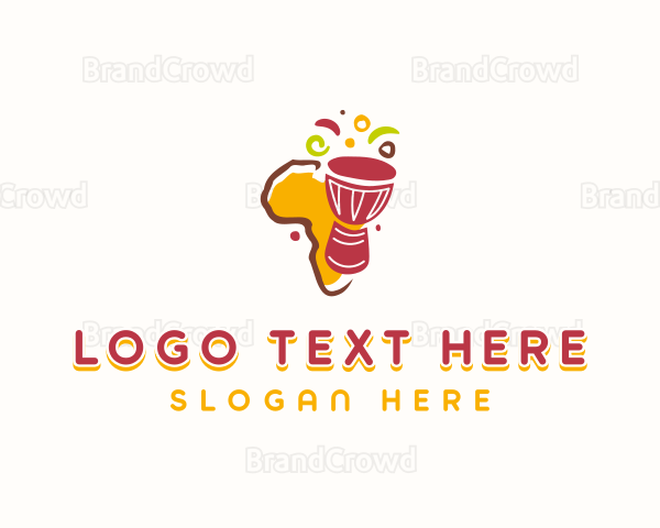 Musical African Djembe Drum Logo