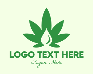 Oil - Green Cannabis Droplet logo design
