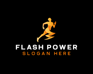 Human Lightning Flash logo design