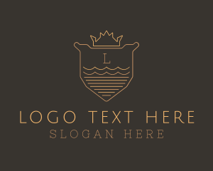 University - Golden Crown Shield logo design