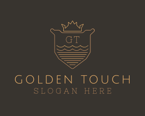 Golden Crown Shield logo design