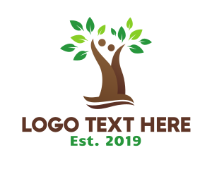 Brown Leaf - Brown Couple Tree logo design