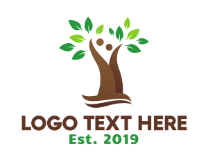Leaf - Brown Couple Tree logo design