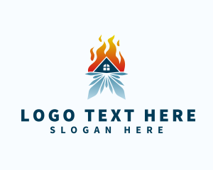 Gradient - Heating Cooling House logo design