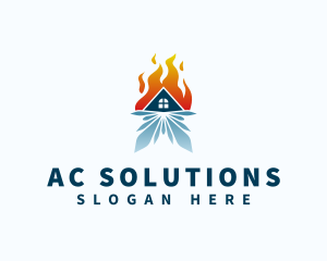 Ac - Heating Cooling House logo design