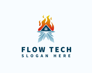 Heating Cooling House logo design