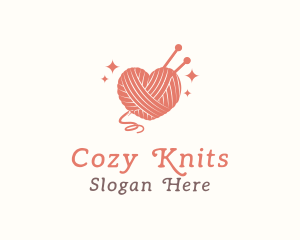 Heart Knit Yarn logo design