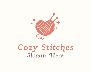 Knitting - Heart Knit Yarn logo design