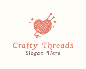 Yarn - Heart Knit Yarn logo design