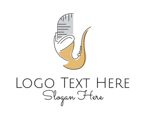 Singer - Mic Saxophone Music logo design