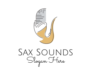 Sax - Mic Saxophone Music logo design