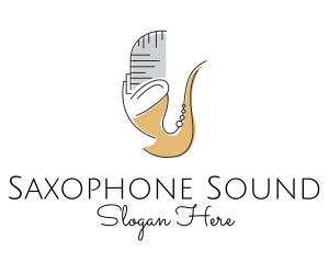 Saxophone - Mic Saxophone Music logo design