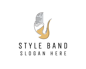 Mic Saxophone Music logo design