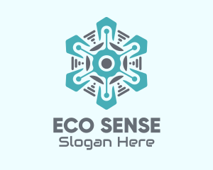 Climate - Tech Snowflake Weather logo design