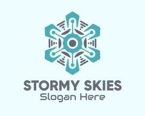 Weather - Tech Snowflake Weather logo design