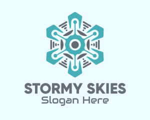 Tech Snowflake Weather logo design