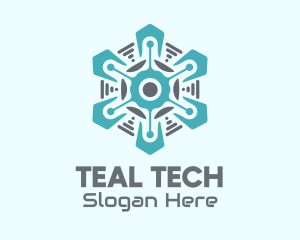 Tech Snowflake Weather logo design