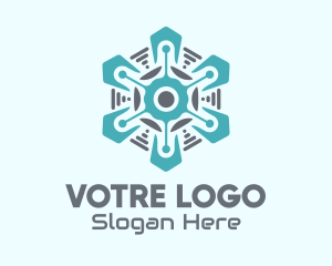 Winter - Tech Snowflake Weather logo design