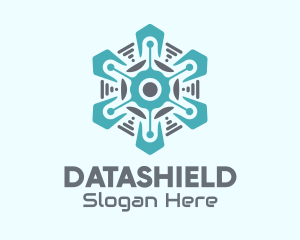 Tech Snowflake Weather logo design